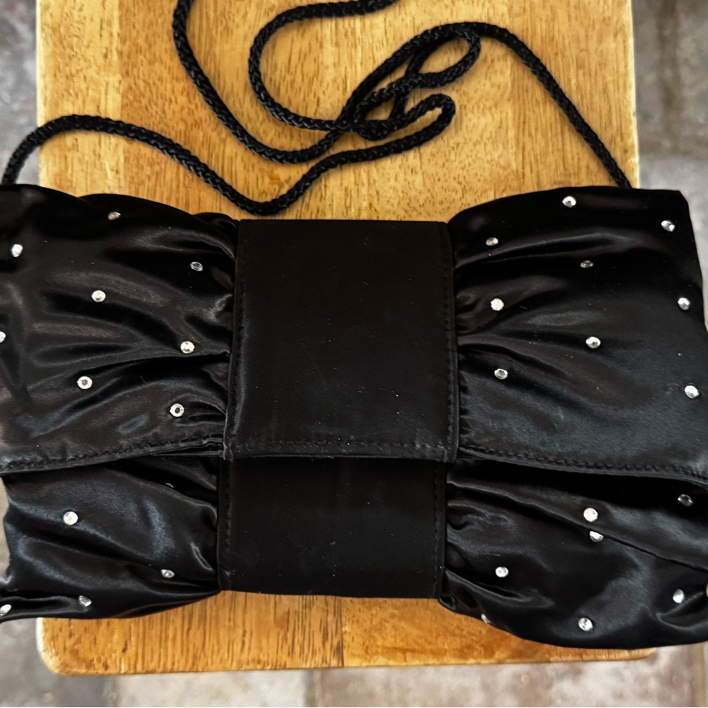 Vintage Black Embellished Bow Clutch Bag- Never Used. From 50’s